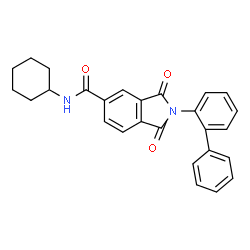 ChemSpider 2D Image | 2-(2-Biphenylyl)-N-cyclohexyl-1,3-dioxo-5-isoindolinecarboxamide | C27H24N2O3