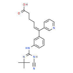 ChemSpider 2D Image | (5Z)-6-{3-[N'-Cyano-N''-(2-methyl-2-propanyl)carbamimidamido]phenyl}-6-(3-pyridinyl)-5-hexenoic acid | C23H27N5O2