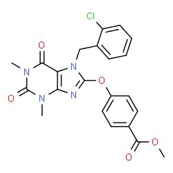 ChemSpider 2D Image | Methyl 4-{[7-(2-chlorobenzyl)-1,3-dimethyl-2,6-dioxo-2,3,6,7-tetrahydro-1H-purin-8-yl]oxy}benzoate | C22H19ClN4O5