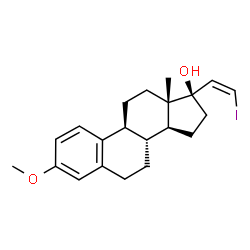 ChemSpider 2D Image | (17alpha,20Z)-21-Iodo-3-methoxy-19-norpregna-1,3,5(10),20-tetraen-17-ol | C21H27IO2