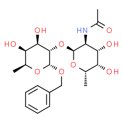 ChemSpider 2D Image | Benzyl 2-O-(2-acetamido-2,6-dideoxy-alpha-L-galactopyranosyl)-6-deoxy-alpha-L-galactopyranoside | C21H31NO9