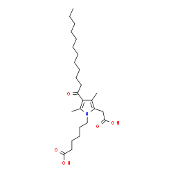 ChemSpider 2D Image | 6-[2-(Carboxymethyl)-4-dodecanoyl-3,5-dimethyl-1H-pyrrol-1-yl]hexanoic acid | C26H43NO5