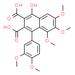 ChemSpider 2D Image | 4-(3,4-Dimethoxyphenyl)-1-hydroxy-5,6,7-trimethoxy-2,3-naphthalenedicarboxylic acid | C23H22O10