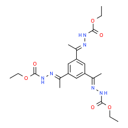 ChemSpider 2D Image | Triethyl (2E,2'E,2''E)-2,2',2''-[benzene-1,3,5-triyltri(1E)-1-ethyl-1-ylidene]trihydrazinecarboxylate | C21H30N6O6