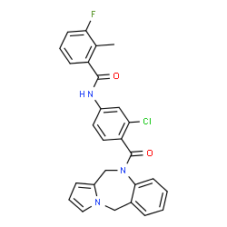 ChemSpider 2D Image | N-[3-Chloro-4-(5H-pyrrolo[2,1-c][1,4]benzodiazepin-10(11H)-ylcarbonyl)phenyl]-3-fluoro-2-methylbenzamide | C27H21ClFN3O2