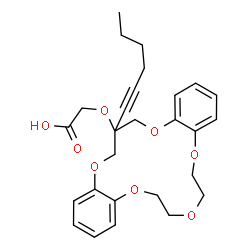 ChemSpider 2D Image | {[18-(1-Hexyn-1-yl)-6,7,9,10,18,19-hexahydro-17H-dibenzo[b,k][1,4,7,10,13]pentaoxacyclohexadecin-18-yl]oxy}acetic acid | C27H32O8