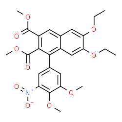 ChemSpider 2D Image | Dimethyl 1-(3,4-dimethoxy-5-nitrophenyl)-6,7-diethoxy-2,3-naphthalenedicarboxylate | C26H27NO10