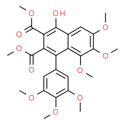 ChemSpider 2D Image | Dimethyl 1-hydroxy-5,6,7-trimethoxy-4-(3,4,5-trimethoxyphenyl)-2,3-naphthalenedicarboxylate | C26H28O11