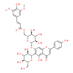 ChemSpider 2D Image | (1S)-1,5-Anhydro-1-[5-hydroxy-7-({6-O-[(2E)-3-(4-hydroxy-3,5-dimethoxyphenyl)-2-propenoyl]-beta-D-glucopyranosyl}oxy)-2-(4-hydroxyphenyl)-4-oxo-4H-chromen-6-yl]-D-glucitol | C38H40O19