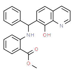 ChemSpider 2D Image | Methyl 2-(((8-hydroxy-7-quinolyl)phenylmethyl)amino)benzoate | C24H20N2O3