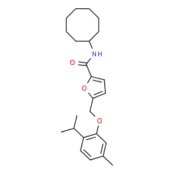 ChemSpider 2D Image | N-Cyclooctyl-5-[(2-isopropyl-5-methylphenoxy)methyl]-2-furamide | C24H33NO3