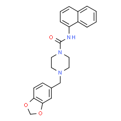 ChemSpider 2D Image | 4-(1,3-Benzodioxol-5-ylmethyl)-N-(1-naphthyl)-1-piperazinecarboxamide | C23H23N3O3