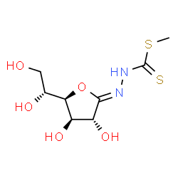 ChemSpider 2D Image | Methyl (2Z)-2-[(3R,4R,5R)-5-[(1R)-1,2-dihydroxyethyl]-3,4-dihydroxydihydro-2(3H)-furanylidene]hydrazinecarbodithioate | C8H14N2O5S2