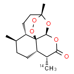 ChemSpider 2D Image | (1R,4S,5R,8S,9R,12S,13R)-1,5-Dimethyl-9-(~14~C)methyl-11,14,15,16-tetraoxatetracyclo[10.3.1.0~4,13~.0~8,13~]hexadecan-10-one | C1414CH22O5
