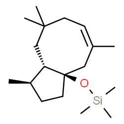 ChemSpider 2D Image | Trimethyl{[(1R,3aR,5Z,9aS)-1,5,8,8-tetramethyl-1,2,3,4,7,8,9,9a-octahydro-3aH-cyclopenta[8]annulen-3a-yl]oxy}silane | C18H34OSi