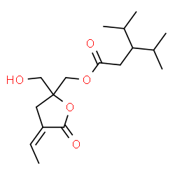 ChemSpider 2D Image | [(4Z)-4-Ethylidene-2-(hydroxymethyl)-5-oxotetrahydro-2-furanyl]methyl 3-isopropyl-4-methylpentanoate | C17H28O5