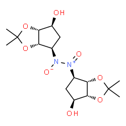 ChemSpider 2D Image | 1,2-Bis[(3aS,4R,6S,6aR)-6-hydroxy-2,2-dimethyltetrahydro-3aH-cyclopenta[d][1,3]dioxol-4-yl]-2-oxodiazan-2-iumolate | C16H26N2O8