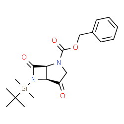ChemSpider 2D Image | Benzyl (1S,5S)-6-[dimethyl(2-methyl-2-propanyl)silyl]-4,7-dioxo-2,6-diazabicyclo[3.2.0]heptane-2-carboxylate | C19H26N2O4Si
