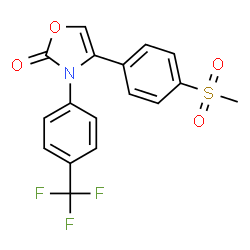 ChemSpider 2D Image | 4-[4-(Methylsulfonyl)phenyl]-3-[4-(trifluoromethyl)phenyl]-1,3-oxazol-2(3H)-one | C17H12F3NO4S