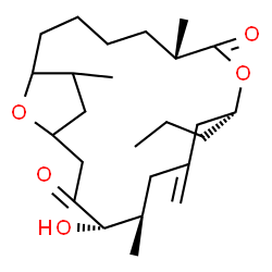 ChemSpider 2D Image | (6S,9R,13R,14S)-14-Hydroxy-6,13,19-trimethyl-11-methylene-9-propyl-8,20-dioxabicyclo[15.2.1]icosane-7,15-dione | C25H42O5