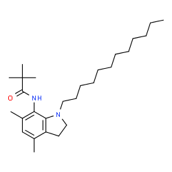 ChemSpider 2D Image | N-(1-Dodecyl-4,6-dimethyl-2,3-dihydro-1H-indol-7-yl)-2,2-dimethylpropanamide | C27H46N2O