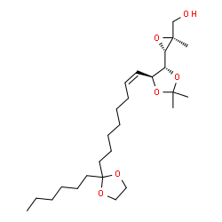 ChemSpider 2D Image | (1S)-3,4-Anhydro-5-deoxy-1-C-[(1Z)-8-(2-hexyl-1,3-dioxolan-2-yl)-1-octen-1-yl]-4-(hydroxymethyl)-1,2-O-isopropylidene-D-arabinitol | C26H46O6