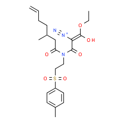 ChemSpider 2D Image | (1Z)-1-Ethoxy-1-hydroxy-3-[(3-methyl-6-heptenoyl){2-[(4-methylphenyl)sulfonyl]ethyl}amino]-3-oxo-1-propene-2-diazonium | C22H30N3O6S