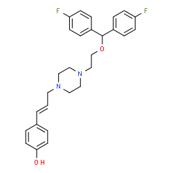 ChemSpider 2D Image | 4-[(1E)-3-(4-{2-[Bis(4-fluorophenyl)methoxy]ethyl}-1-piperazinyl)-1-propen-1-yl]phenol | C28H30F2N2O2