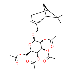 ChemSpider 2D Image | [(1R,5S)-6,6-Dimethylbicyclo[3.1.1]hept-2-en-2-yl]methyl 2,3,4,6-tetra-O-acetyl-beta-D-glucopyranoside | C24H34O10