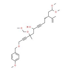 ChemSpider 2D Image | (11S)-11-(2,2-Dimethoxyethyl)-1-[(4-methoxybenzyl)oxy]-4-(methoxymethoxy)-4,12-dimethyl-12-tridecene-2,7-diyn-6-ol | C29H42O7