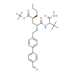 ChemSpider 2D Image | 2-Methyl-2-propanyl (2S,4R)-2-butyl-4-{[(2S)-3,3-dimethyl-1-(methylamino)-1-oxo-2-butanyl]carbamoyl}-6-(4'-formyl-4-biphenylyl)hexanoate | C35H50N2O5