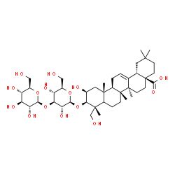 ChemSpider 2D Image | (2beta,3beta,5xi)-3-{[3-O-(beta-D-Glucopyranosyl)-beta-D-glucopyranosyl]oxy}-2,23-dihydroxyolean-12-en-28-oic acid | C42H68O15
