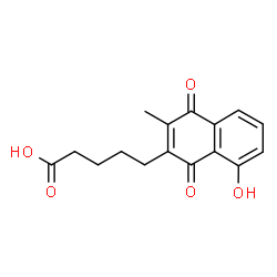 ChemSpider 2D Image | 5-(8-Hydroxy-3-methyl-1,4-dioxo-1,4-dihydro-2-naphthalenyl)pentanoic acid | C16H16O5