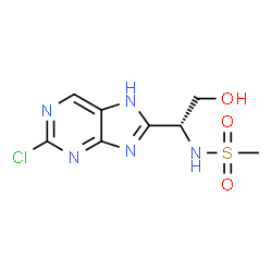 ChemSpider 2D Image | N-[(1R)-1-(2-Chloro-7H-purin-8-yl)-2-hydroxyethyl]methanesulfonamide | C8H10ClN5O3S