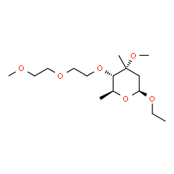 ChemSpider 2D Image | Ethyl 2,6-dideoxy-4-O-[2-(2-methoxyethoxy)ethyl]-3-C-methyl-3-O-methyl-beta-L-ribo-hexopyranoside | C15H30O6