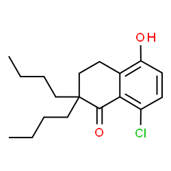 ChemSpider 2D Image | 2,2-Dibutyl-8-chloro-5-hydroxy-3,4-dihydro-1(2H)-naphthalenone | C18H25ClO2