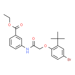 ChemSpider 2D Image | Ethyl 3-{[(4-bromo-2-tert-butylphenoxy)acetyl]amino}benzoate | C21H24BrNO4