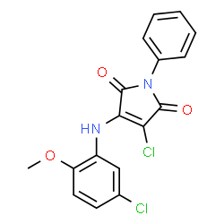 ChemSpider 2D Image | 3-Chloro-4-[(5-chloro-2-methoxyphenyl)amino]-1-phenyl-1H-pyrrole-2,5-dione | C17H12Cl2N2O3