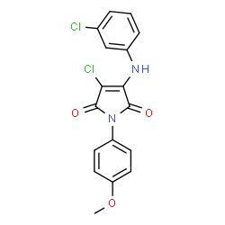 ChemSpider 2D Image | 3-Chloro-4-[(3-chlorophenyl)amino]-1-(4-methoxyphenyl)-1H-pyrrole-2,5-dione | C17H12Cl2N2O3