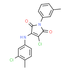 ChemSpider 2D Image | 3-Chloro-4-[(3-chloro-4-methylphenyl)amino]-1-(3-methylphenyl)-1H-pyrrole-2,5-dione | C18H14Cl2N2O2