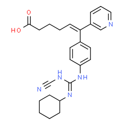 ChemSpider 2D Image | (5E)-6-[4-(N'-Cyano-N''-cyclohexylcarbamimidamido)phenyl]-6-(3-pyridinyl)-5-hexenoic acid | C25H29N5O2