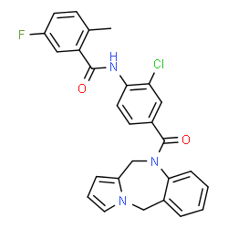 ChemSpider 2D Image | N-[2-Chloro-4-(5H-pyrrolo[2,1-c][1,4]benzodiazepin-10(11H)-ylcarbonyl)phenyl]-5-fluoro-2-methylbenzamide | C27H21ClFN3O2