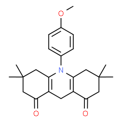 ChemSpider 2D Image | 10-(4-Methoxyphenyl)-3,3,6,6-tetramethyl-3,4,6,7,9,10-hexahydro-1,8(2H,5H)-acridinedione | C24H29NO3