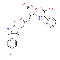 ChemSpider 2D Image | N~2~-({4-[4-(Aminomethyl)phenyl]-4-methyl-2,5-dioxo-1-imidazolidinyl}acetyl)-N-[(S)-carboxy(phenyl)methyl]-L-alpha-asparagine | C25H27N5O8