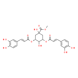 ChemSpider 2D Image | Methyl (3R)-3,5-bis{[(2E)-3-(3,4-dihydroxyphenyl)-2-propenoyl]oxy}-1,4-dihydroxycyclohexanecarboxylate | C26H26O12
