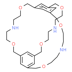 ChemSpider 2D Image | 5,11,19,25,30,36-Hexaoxa-8,22,33-triazatetracyclo[13.13.9.1~3,27~.1~13,17~]nonatriaconta-1,3(38),13(39),14,16,27-hexaene | C30H45N3O6