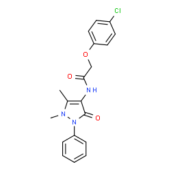 ChemSpider 2D Image | 2-(4-Chlorophenoxy)-N-(1,5-dimethyl-3-oxo-2-phenyl-2,3-dihydro-1H-pyrazol-4-yl)acetamide | C19H18ClN3O3