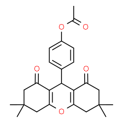ChemSpider 2D Image | 4-(3,3,6,6-Tetramethyl-1,8-dioxo-2,3,4,5,6,7,8,9-octahydro-1H-xanthen-9-yl)phenyl acetate | C25H28O5