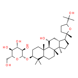ChemSpider 2D Image | (3beta,11alpha,24R)-11,25-Dihydroxy-20,24-epoxydammaran-3-yl beta-D-glucopyranoside | C36H62O9