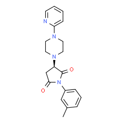 ChemSpider 2D Image | (3R)-1-(3-Methylphenyl)-3-[4-(2-pyridinyl)-1-piperazinyl]-2,5-pyrrolidinedione | C20H22N4O2